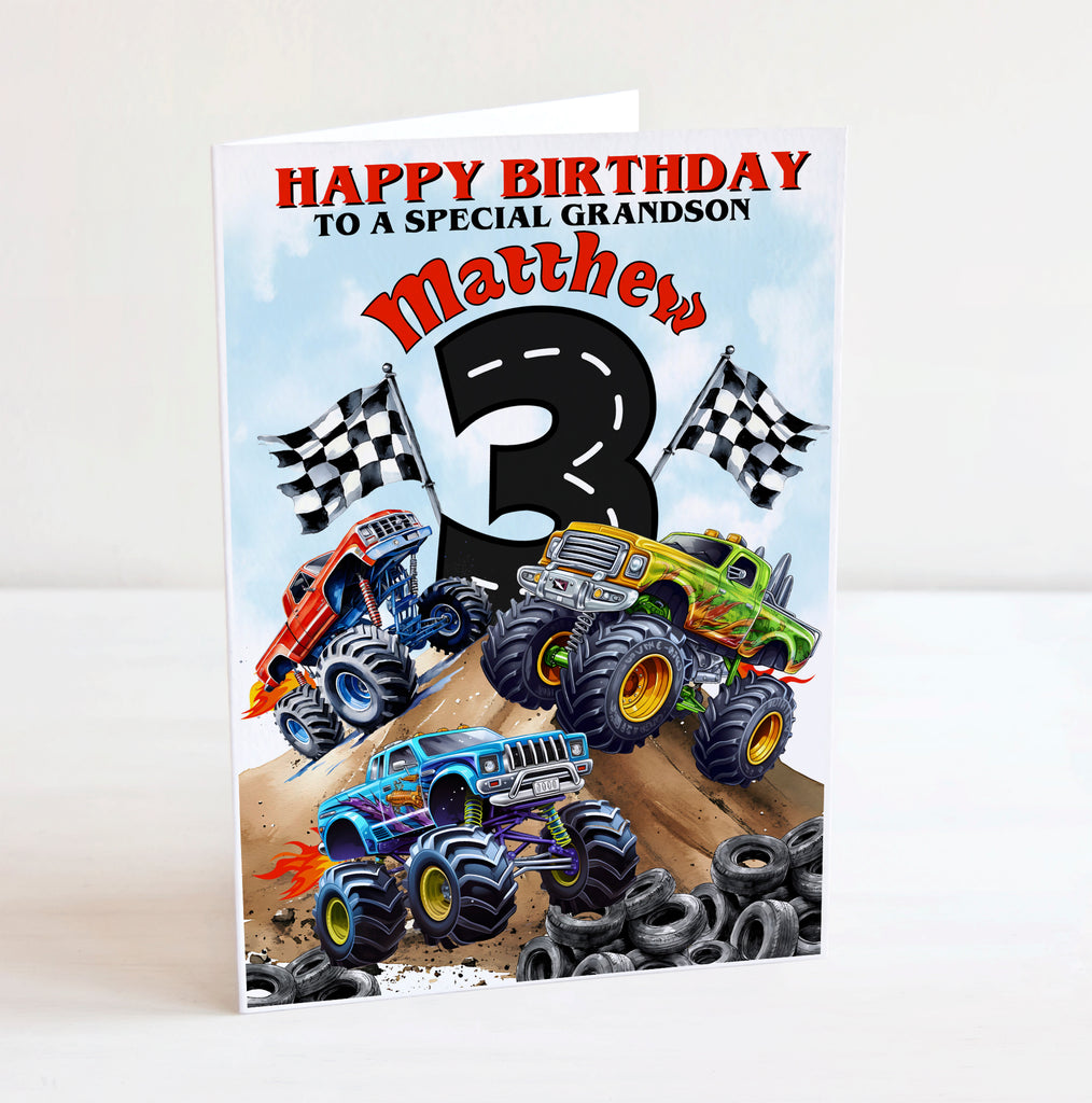 Monster Trucks A5 Birthday Card