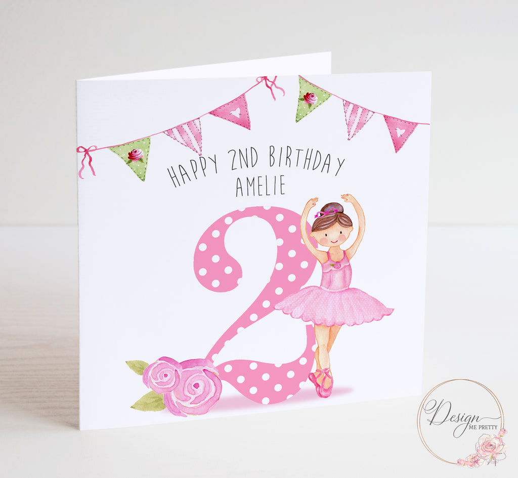 Ballerina Girls Birthday Card - Brunette