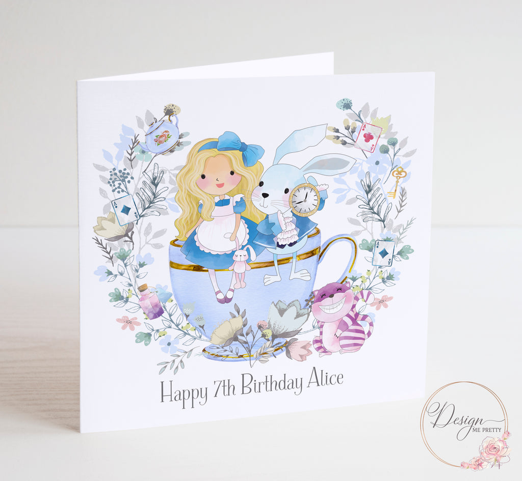 Alice in Wonderland Girls Birthday Card