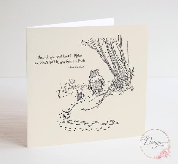 Winnie the Pooh Sentiment Card - Spell Love
