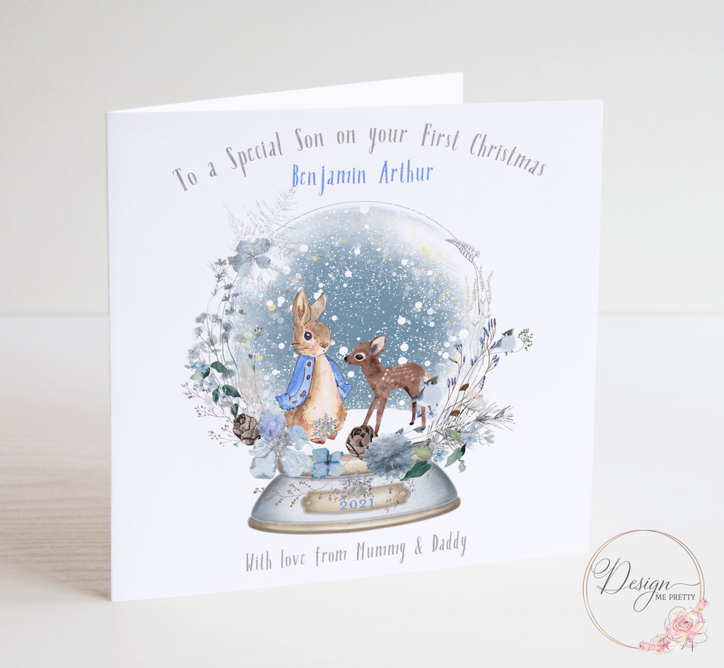 Baby Boys First Christmas Card - Peter Rabbit