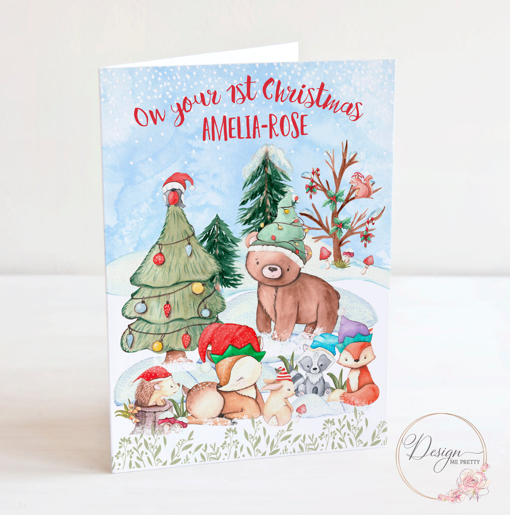 Woodland Animals First Christmas Card