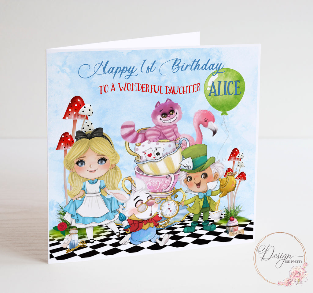 Alice in Wonderland Girls Birthday Card