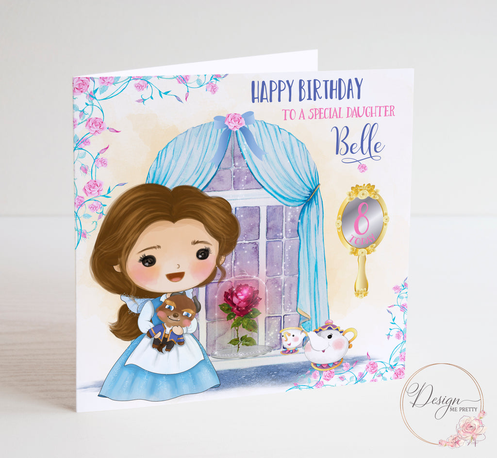 Beauty and the Beast Girls Birthday Card