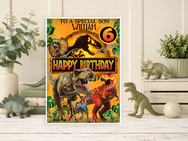 Personalised Dinosaur Birthday Card | A5 Birthday Card | Custom Name & Age | Children’s Birthday Greeting Card