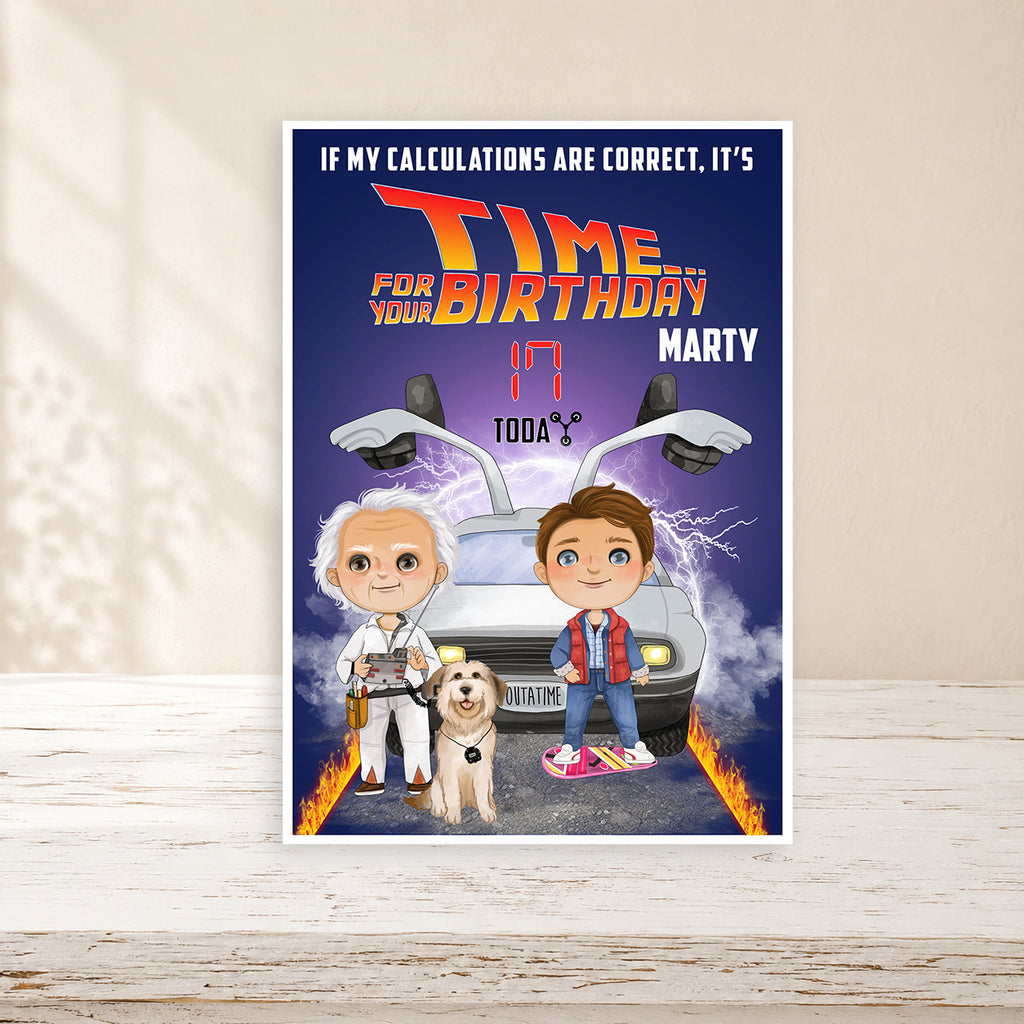Personalised Back to the Future Inspired Birthday Card | Funny Birthday Card | Custom Name & Age
