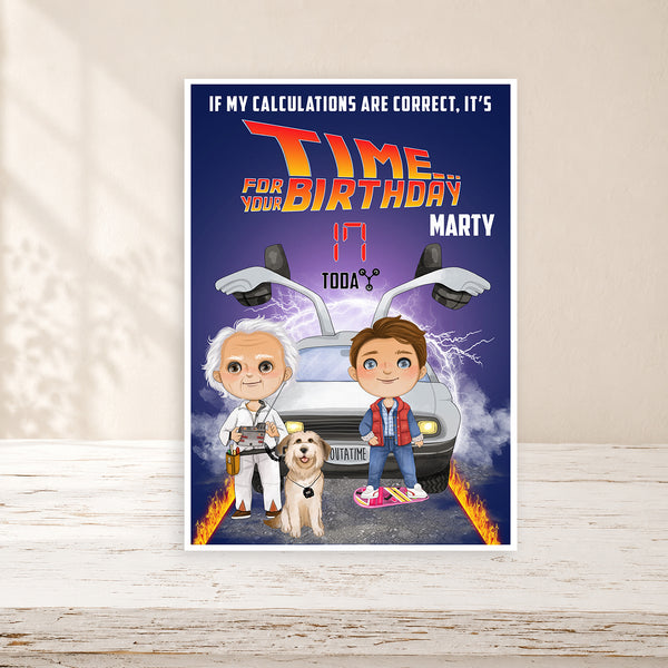 Personalised Back to the Future Inspired Birthday Card | Funny Birthday Card | Custom Name & Age