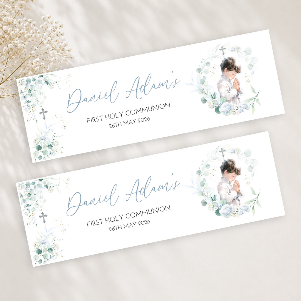 Personalised First Holy Communion Banner | Custom Communion Party Banner | Christening Decoration | Boys & Girls Communion Banner