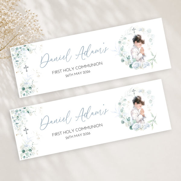 Personalised First Holy Communion Banner | Custom Communion Party Banner | Christening Decoration | Boys & Girls Communion Banner