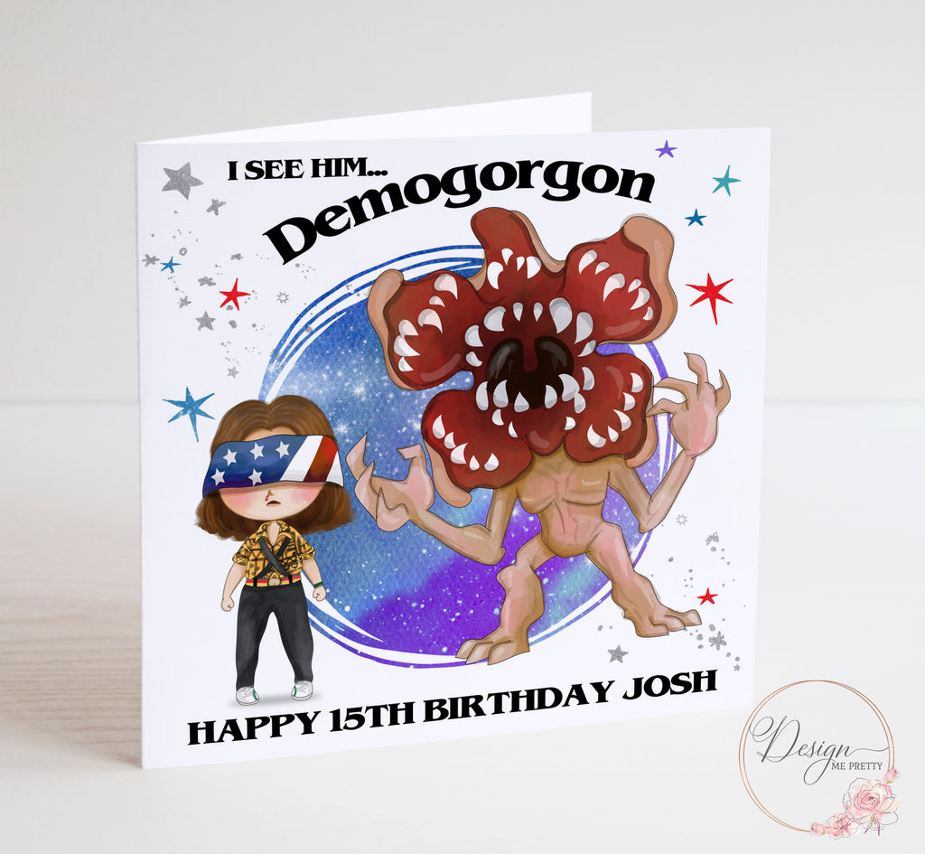 Stranger Things Birthday Card - Demogorgon