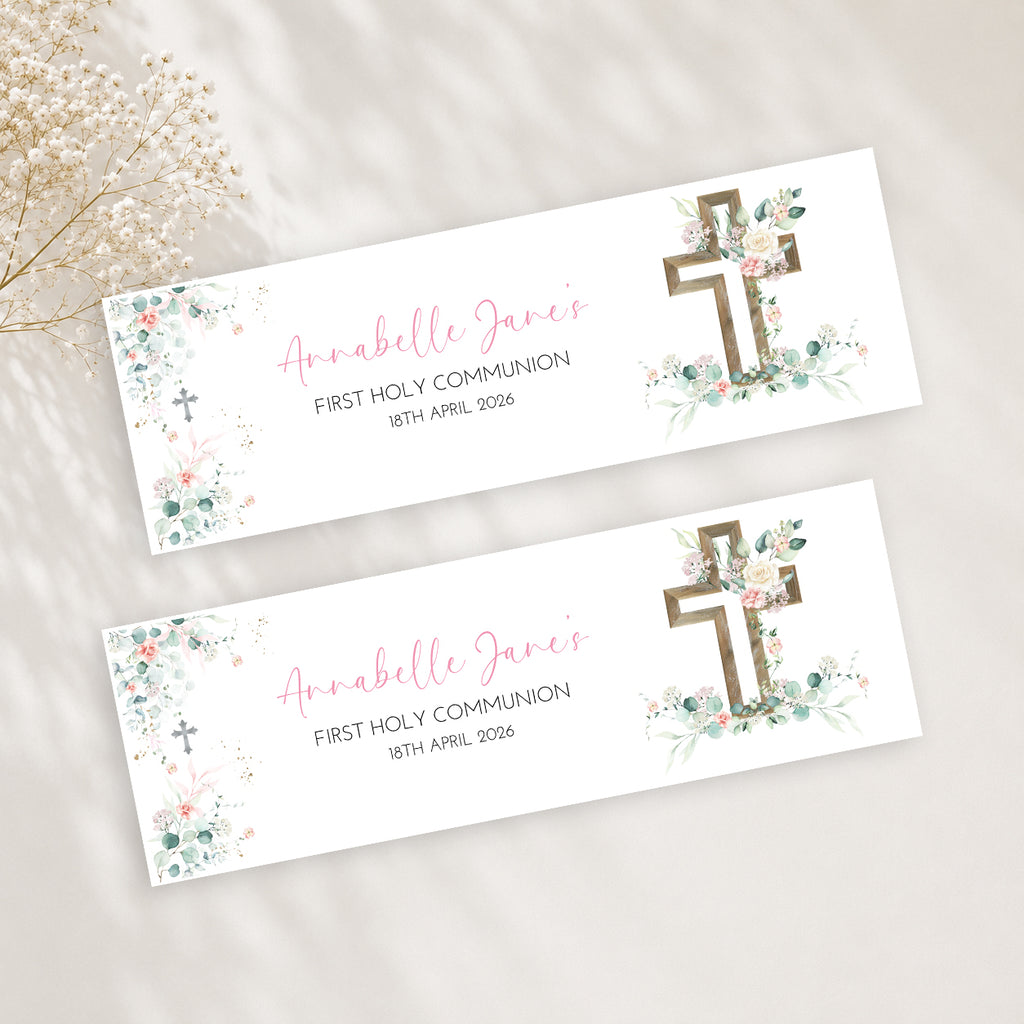 Personalised First Holy Communion Banner | Custom Communion Party Banner | Christening Decoration | Boys & Girls Communion Banner