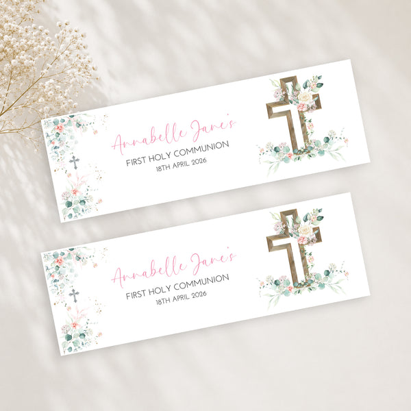 Personalised First Holy Communion Banner | Custom Communion Party Banner | Christening Decoration | Boys & Girls Communion Banner