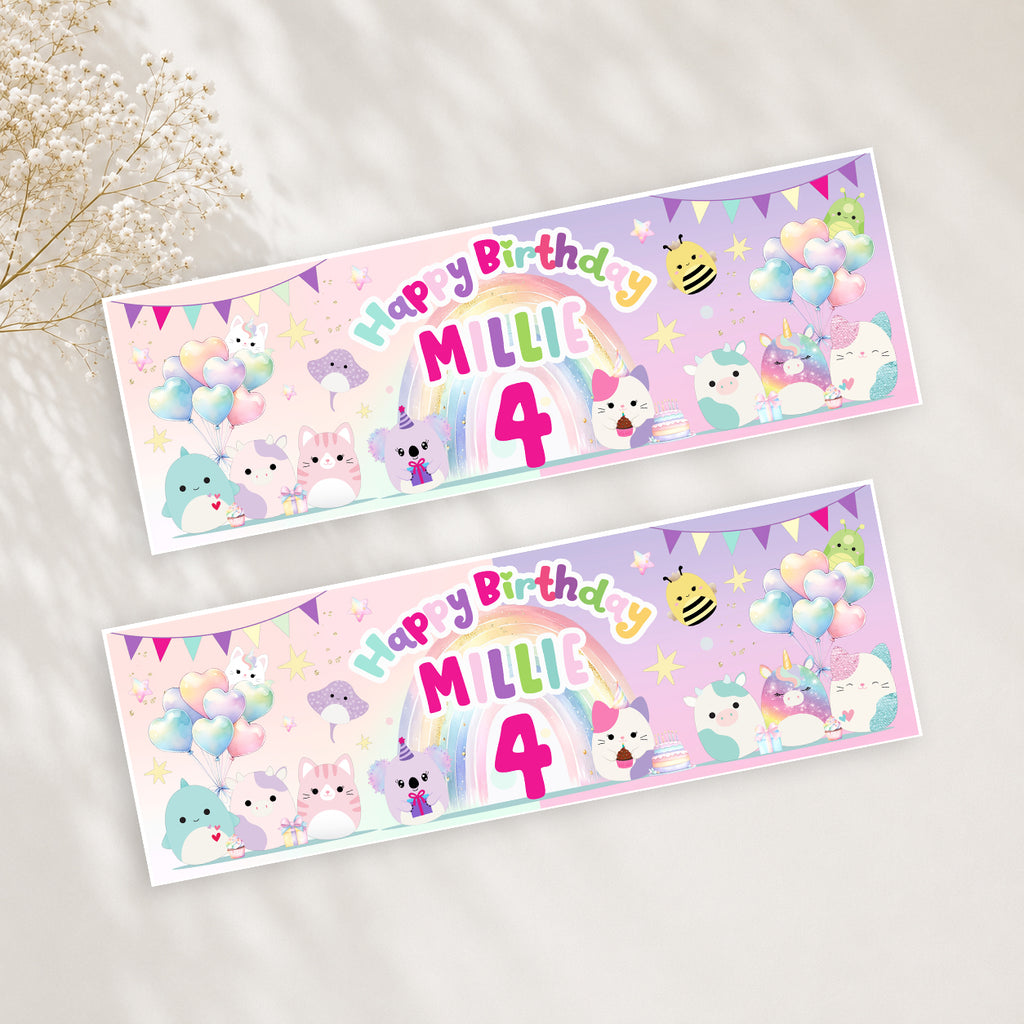 Personalised Squishmallow Birthday Banner | Custom Party Decoration
