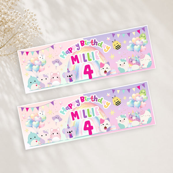 Personalised Squishmallow Birthday Banner | Custom Party Decoration