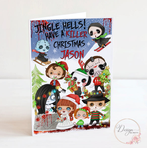 Horror Movie Character A5 Christmas Card - Jingle Hells!