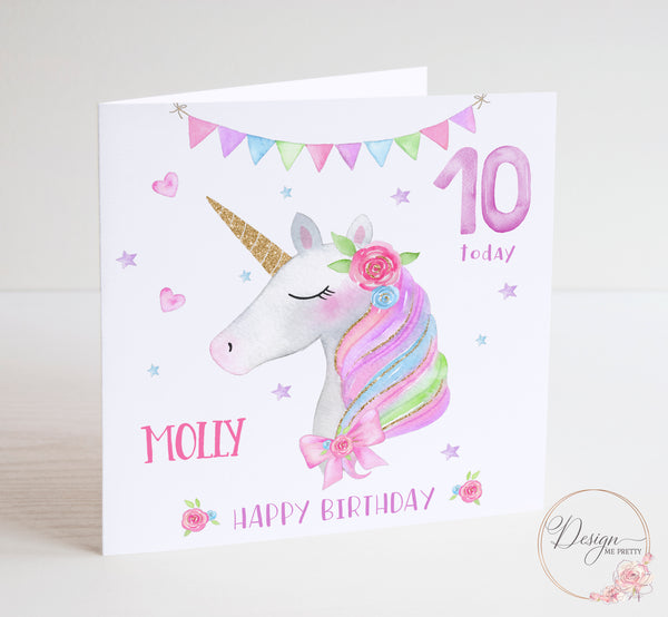 Magical Unicorn Girls Birthday Card