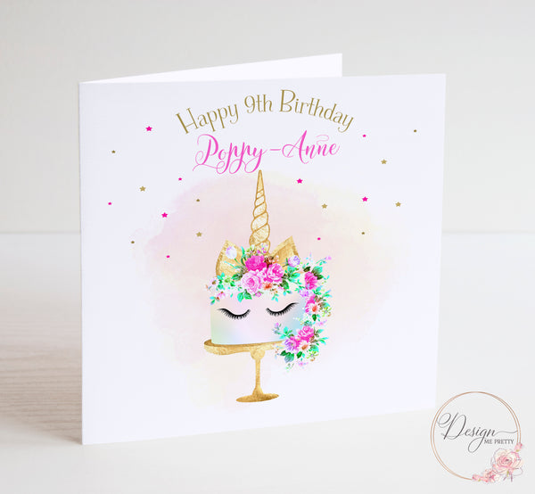Magical Unicorn Cake Birthday Card