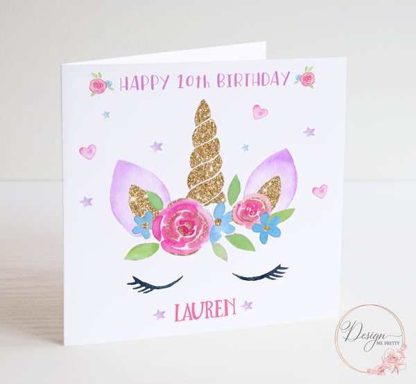 Magical Unicorn Face Birthday Card