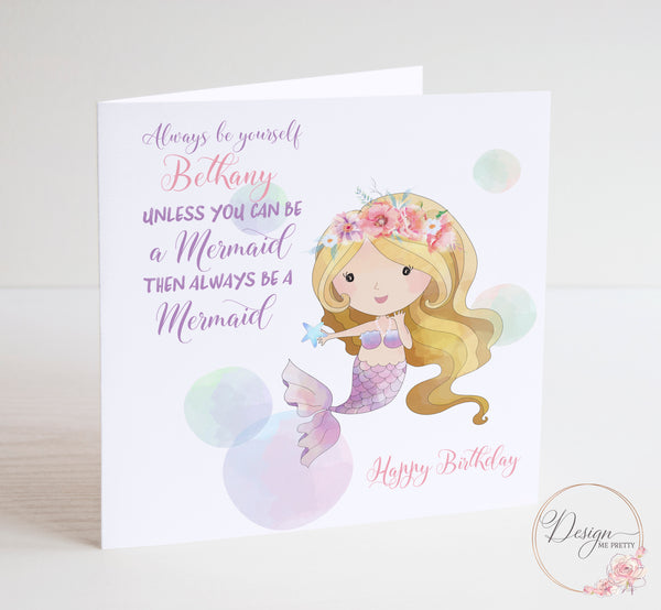 Mermaid Girls Birthday Card
