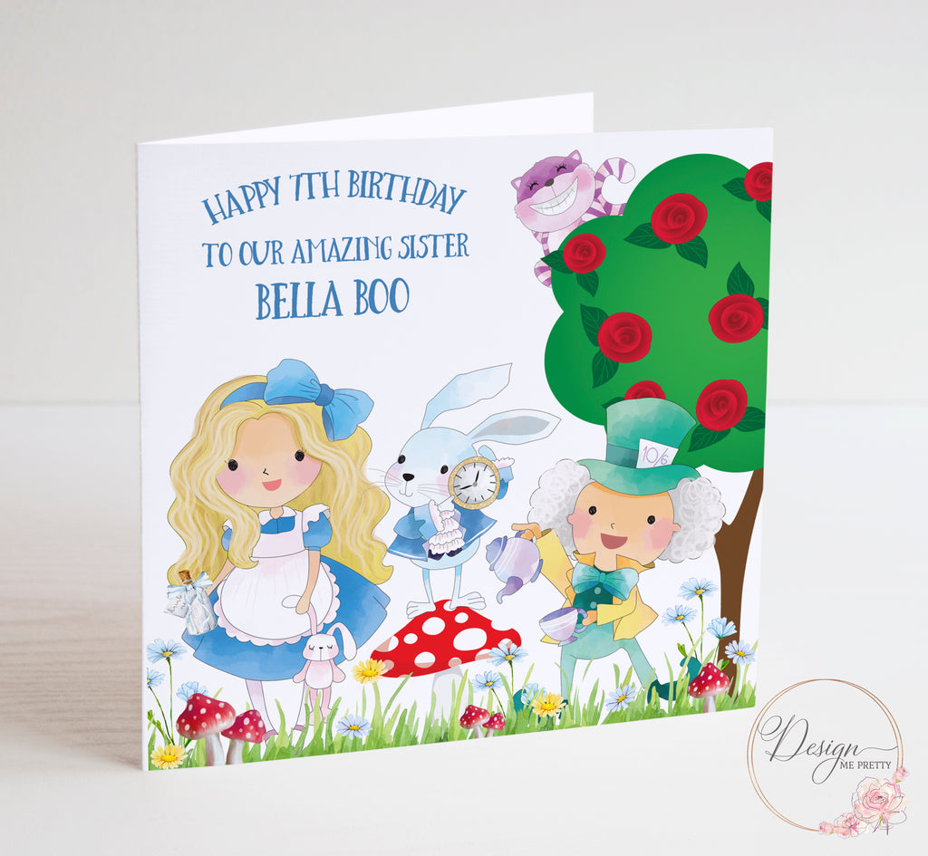 Alice in Wonderland Girls Birthday Card
