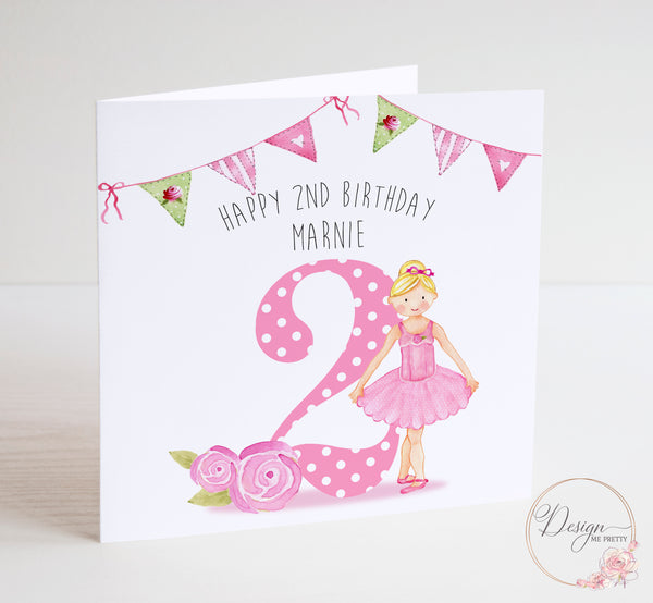 Ballerina Girls Birthday Card - Blonde