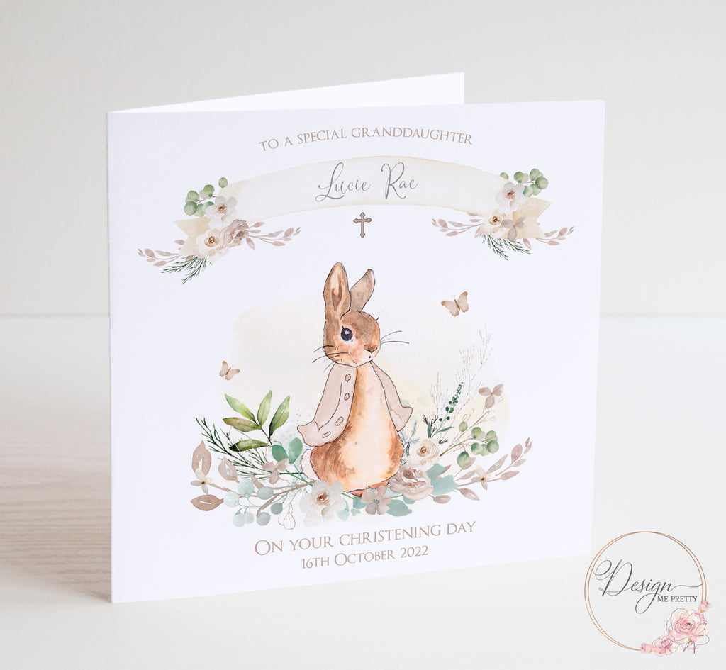 Peter Rabbit Neutral Christening Card - Boho – Design Me Pretty